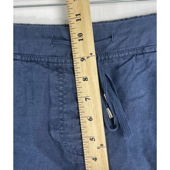 Tommy Bahama Linen Shorts Size 14 Navy Blue Mid-Rise Drawstring Waist Pockets - Picture 6 of 7